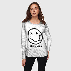 Лонгслив женский Nirvana с потертостями на светлом фоне, цвет: 3D-принт — фото 2
