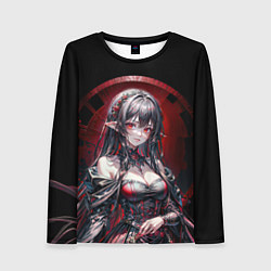 Лонгслив женский Аниме девушка колдунья в красно черном платье, цвет: 3D-принт