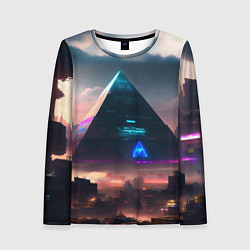 Лонгслив женский Киберпанк пирамида, цвет: 3D-принт