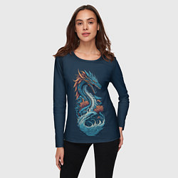 Лонгслив женский Синий дракон от нейросети, цвет: 3D-принт — фото 2