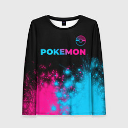 Лонгслив женский Pokemon - neon gradient: символ сверху, цвет: 3D-принт