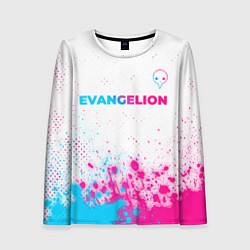 Лонгслив женский Evangelion neon gradient style: символ сверху, цвет: 3D-принт