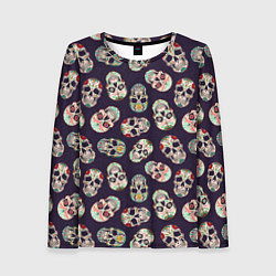 Женский лонгслив Узор с черепами Pattern with skulls