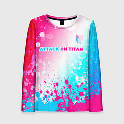 Лонгслив женский Attack on Titan neon gradient style: символ сверху, цвет: 3D-принт