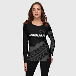 Лонгслив женский Jaguar speed на темном фоне со следами шин: символ, цвет: 3D-принт — фото 2