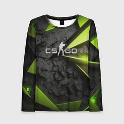 Лонгслив женский CS GO green black abstract, цвет: 3D-принт