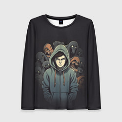 Лонгслив женский Крик страха, цвет: 3D-принт