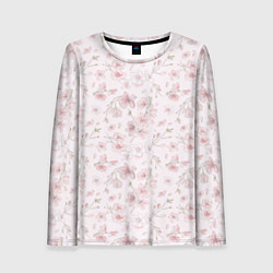 Лонгслив женский Акварельный паттерн цветов сакуры, цвет: 3D-принт