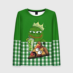 Лонгслив женский Pepe King with pizza, цвет: 3D-принт