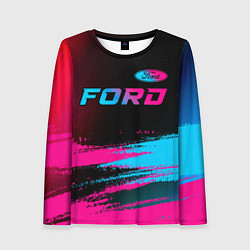 Женский лонгслив Ford - neon gradient: символ сверху