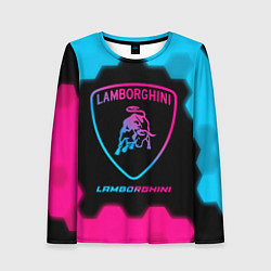 Лонгслив женский Lamborghini - neon gradient, цвет: 3D-принт