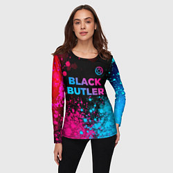 Лонгслив женский Black Butler - neon gradient: символ сверху, цвет: 3D-принт — фото 2