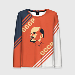 Лонгслив женский Ленин на красном фоне, цвет: 3D-принт