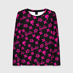 Лонгслив женский Барби паттерн черно-розовый, цвет: 3D-принт