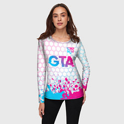 Лонгслив женский GTA neon gradient style: символ сверху, цвет: 3D-принт — фото 2