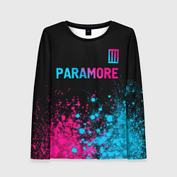 Лонгслив женский Paramore - neon gradient: символ сверху, цвет: 3D-принт