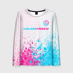 Женский лонгслив Volkswagen neon gradient style: символ сверху