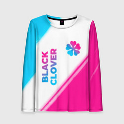 Лонгслив женский Black Clover neon gradient style: надпись, символ, цвет: 3D-принт