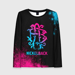 Лонгслив женский Nickelback - neon gradient, цвет: 3D-принт