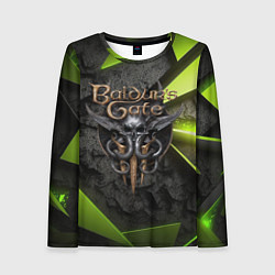 Лонгслив женский Baldurs Gate 3 logo green abstract, цвет: 3D-принт