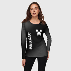Лонгслив женский Minecraft glitch на темном фоне: надпись, символ, цвет: 3D-принт — фото 2