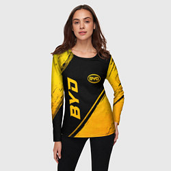 Лонгслив женский BYD - gold gradient: надпись, символ, цвет: 3D-принт — фото 2