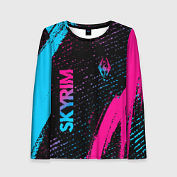 Лонгслив женский Skyrim - neon gradient: надпись, символ, цвет: 3D-принт