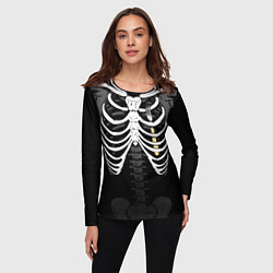 Лонгслив женский Скелет: ребра с вилкой, цвет: 3D-принт — фото 2