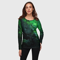 Лонгслив женский Зеленая объемная текстура, цвет: 3D-принт — фото 2