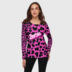 Лонгслив женский Барби розовый леопардовый принт, цвет: 3D-принт — фото 2