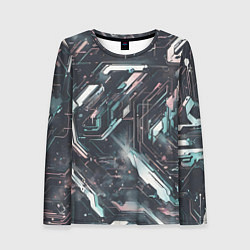 Лонгслив женский Киберанк полосы, цвет: 3D-принт