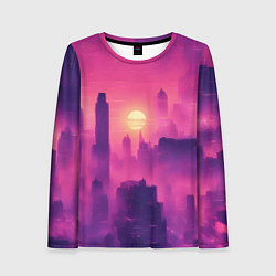 Лонгслив женский Розовый город Retrowaves, цвет: 3D-принт