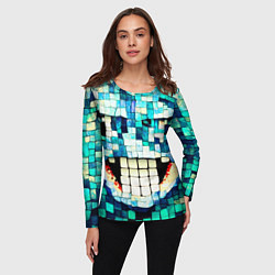 Лонгслив женский Смайлик из бирюзовой мазайке, цвет: 3D-принт — фото 2