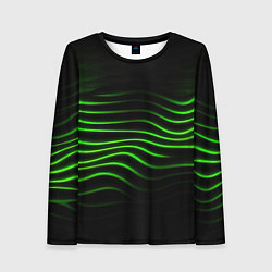 Лонгслив женский Зеленые абстрактные волны, цвет: 3D-принт