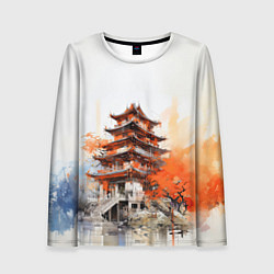 Лонгслив женский Японский замок, цвет: 3D-принт