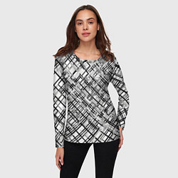 Лонгслив женский Чёрно-белая сеть, цвет: 3D-принт — фото 2