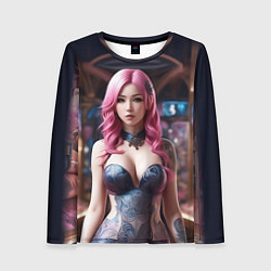 Лонгслив женский Красивая татуированная аниме девушка, цвет: 3D-принт