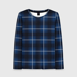 Лонгслив женский Шотландка тёмно-синий, цвет: 3D-принт