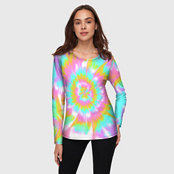 Лонгслив женский Tie-Dye кислотный в стиле барби, цвет: 3D-принт — фото 2