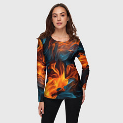 Лонгслив женский Пламя огня, цвет: 3D-принт — фото 2