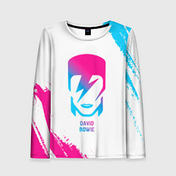 Лонгслив женский David Bowie neon gradient style, цвет: 3D-принт
