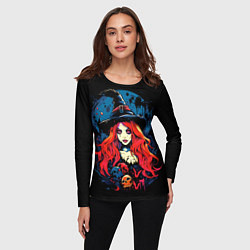 Лонгслив женский Ведьма с красными волосами, цвет: 3D-принт — фото 2