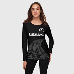 Лонгслив женский Lexus speed на темном фоне со следами шин: символ, цвет: 3D-принт — фото 2
