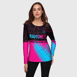 Лонгслив женский Ramones - neon gradient посередине, цвет: 3D-принт — фото 2