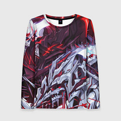 Лонгслив женский Красный кибер скелет, цвет: 3D-принт