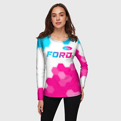 Лонгслив женский Ford neon gradient style посередине, цвет: 3D-принт — фото 2