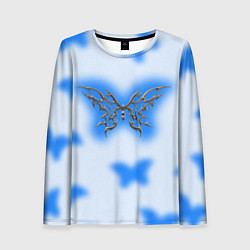 Женский лонгслив Y2K blue butterfly