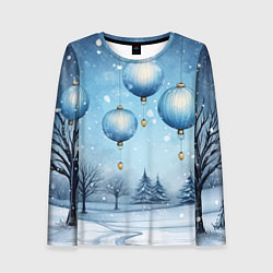 Лонгслив женский Крупные новогодние шары, цвет: 3D-принт