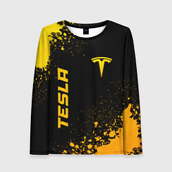 Женский лонгслив Tesla - gold gradient вертикально