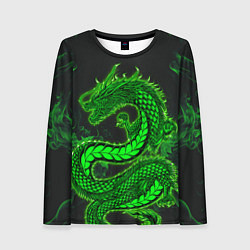 Лонгслив женский Зеленый дракон с эффектом свечения, цвет: 3D-принт